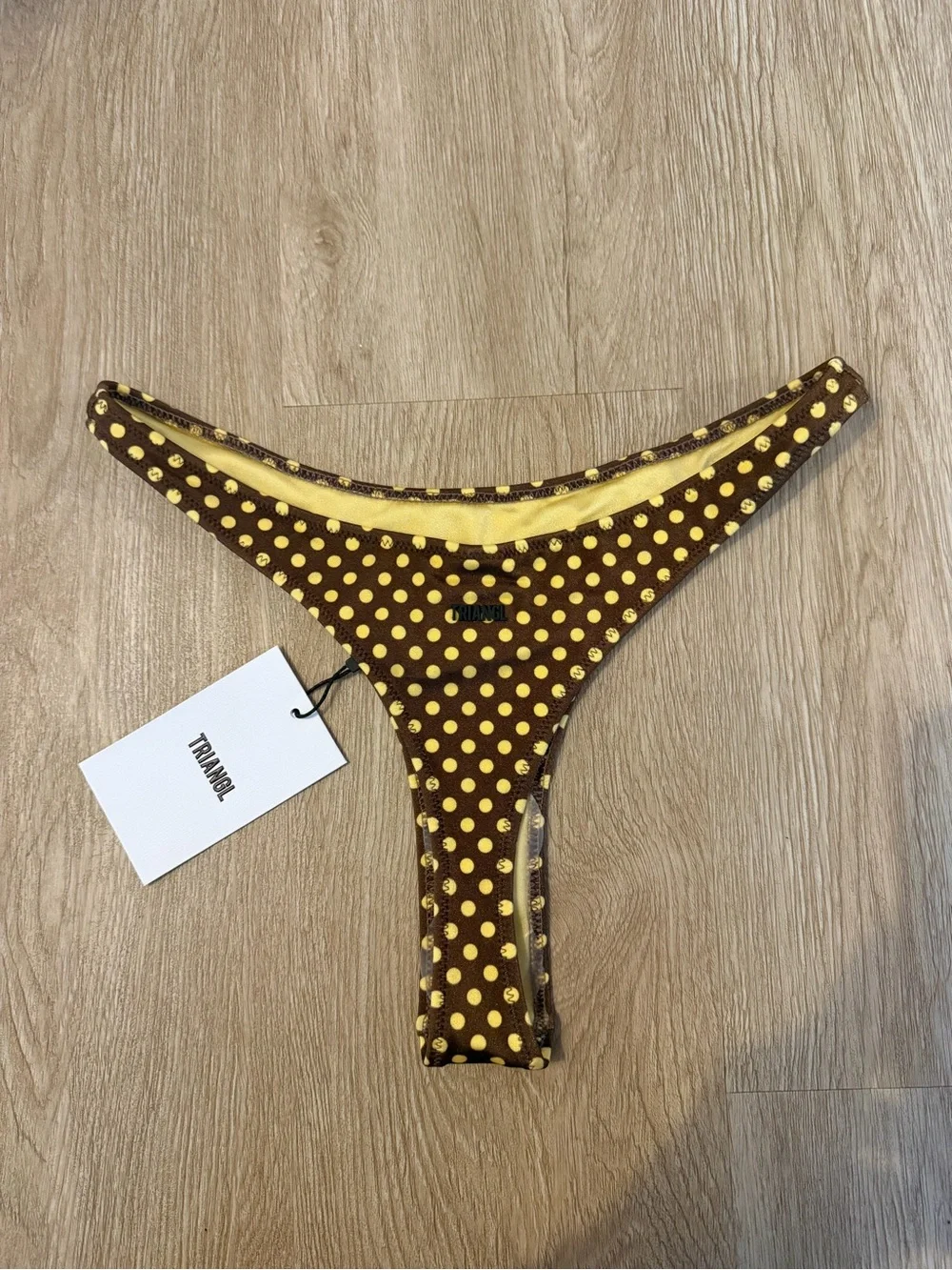 triangl swimwear Brown with Yellow Polka Dot Bikini Bottom